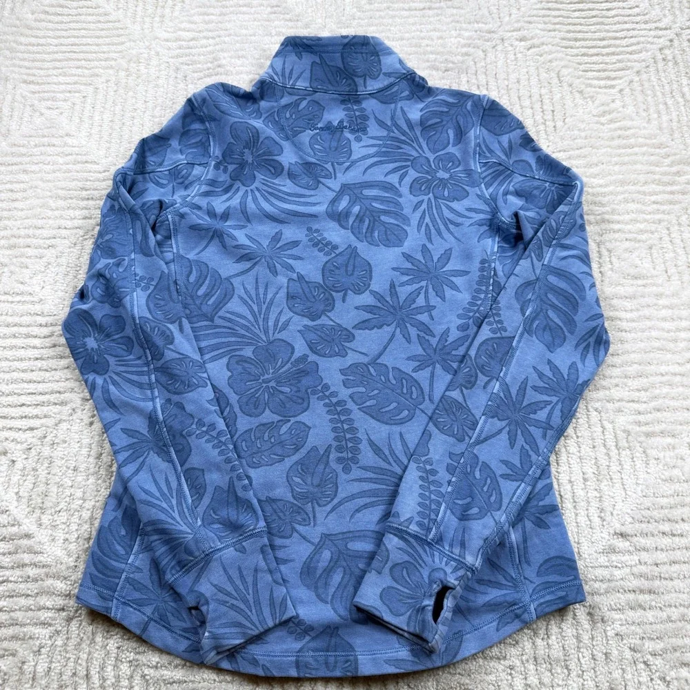 Tommy Bahama Jacket Women's XS Blue Tropical Floral Zip Coastal Resort Wear Yoga - Picture 2 of 14